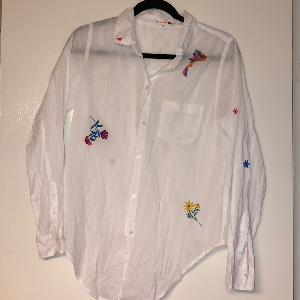 Sundry Long Sleeve Blouse Size 2 100% Cotton